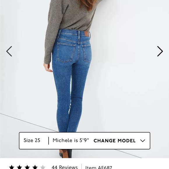 Madewell 10" High-Rise Skinny Jeans in Mackey Wash: Button-Front Edition sz 32 - Picture 6 of 6